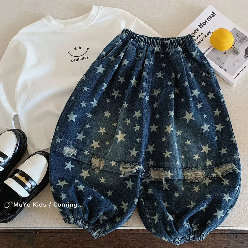 【KID】星柄デニムワイドパンツ