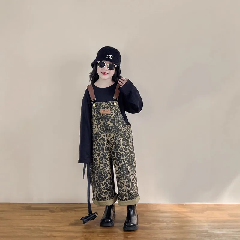 【KID】ベージュレオパードサロペットパンツ