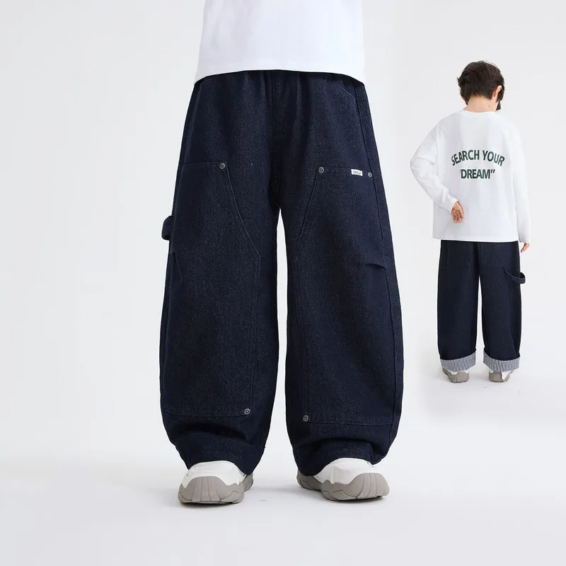 【KID】ワイドポケットデニムカーゴパンツ