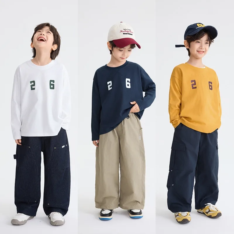 【KID】数字プリントクルーネック長袖Tシャツ