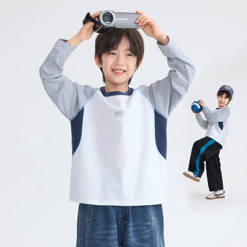 【KID】アイボリー配色ラグラン長袖Tシャツ
