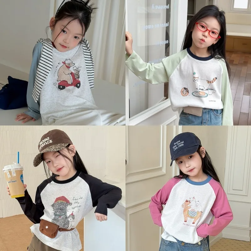 【KID】ドライブランチくまプリントラグラン長袖Tシャツ