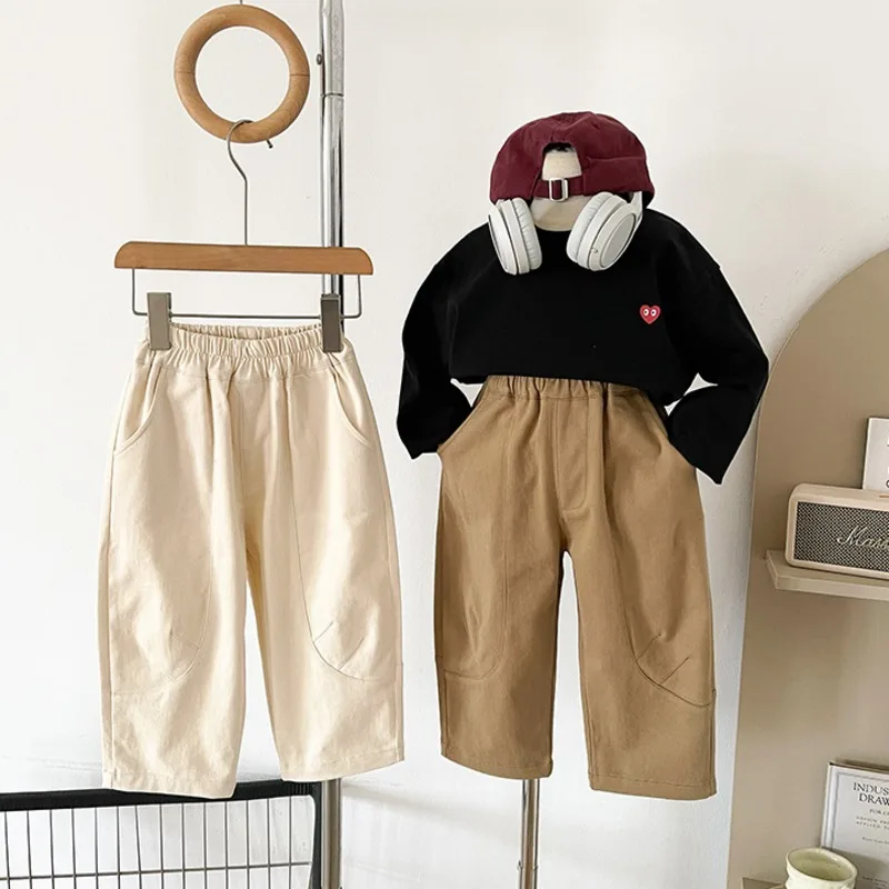 キッズカジュアルストレートロングパンツ