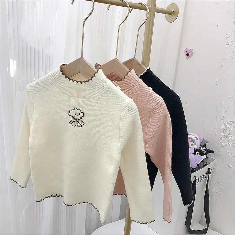 【KID】子犬モチーフリブハイネック長袖Tシャツ
