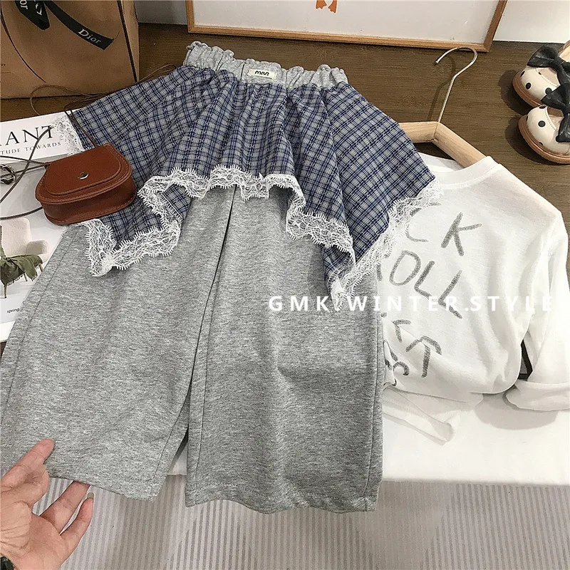 【リンクコーデ】英字プリントTシャツ／チェック切替パンツ