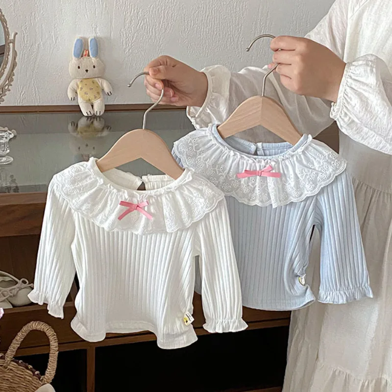 【BABY】レースカラーフリルリボンリブTシャツ