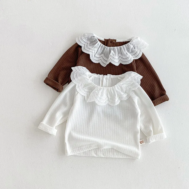 【BABY】リーフレースカラーリブ長袖Tシャツ