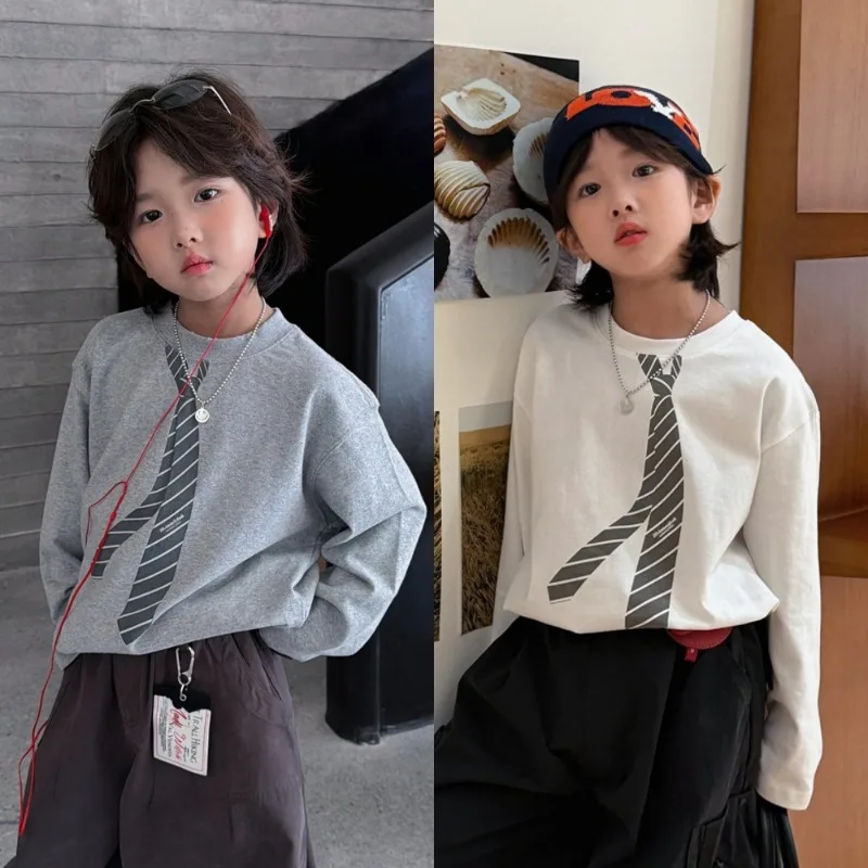【KID】ネクタイデザイン長袖Tシャツ