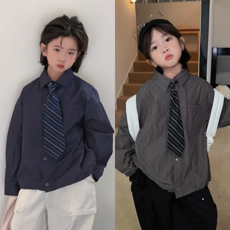 【KID】襟付き長袖ボーイッシュシャツ