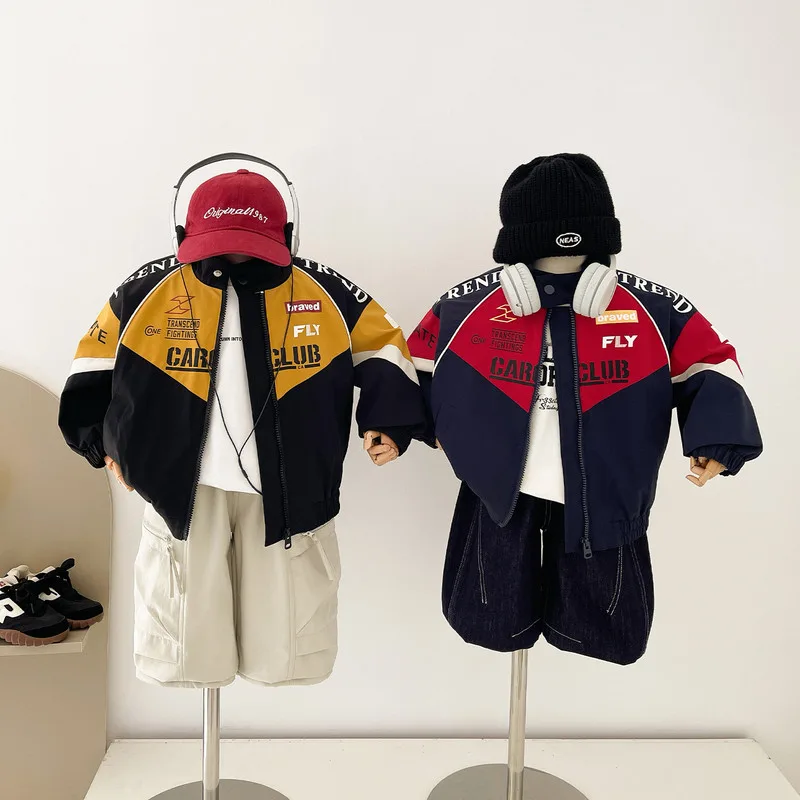 【KID】カーボン配色英字ライダースジャケット