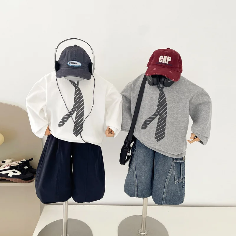 【KID】ロイドネクタイプリント長袖Tシャツ