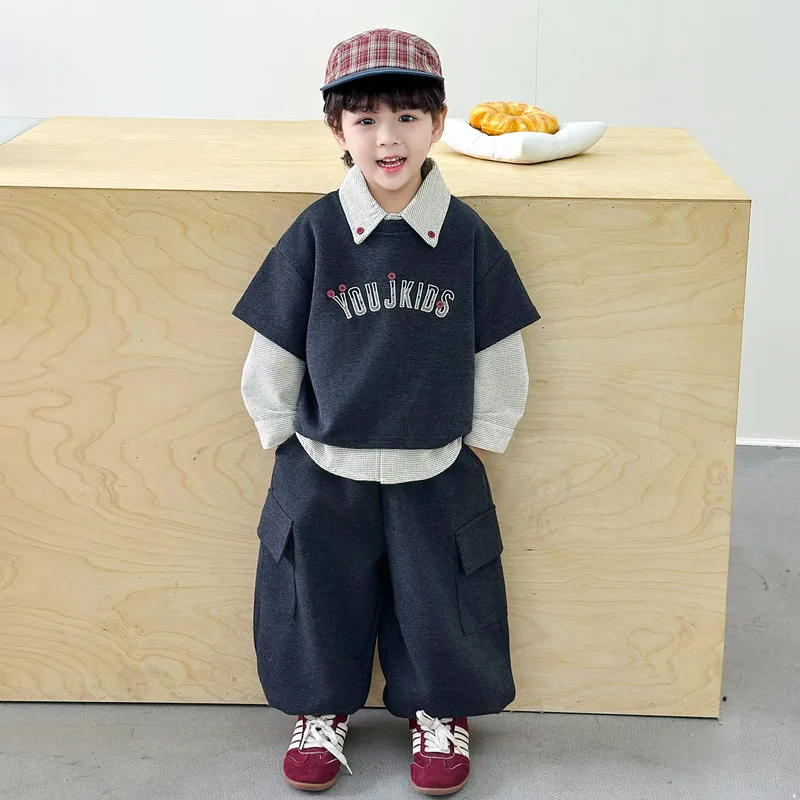 【セット】英字ロゴトップス＋シャツ＋パンツ3点セット