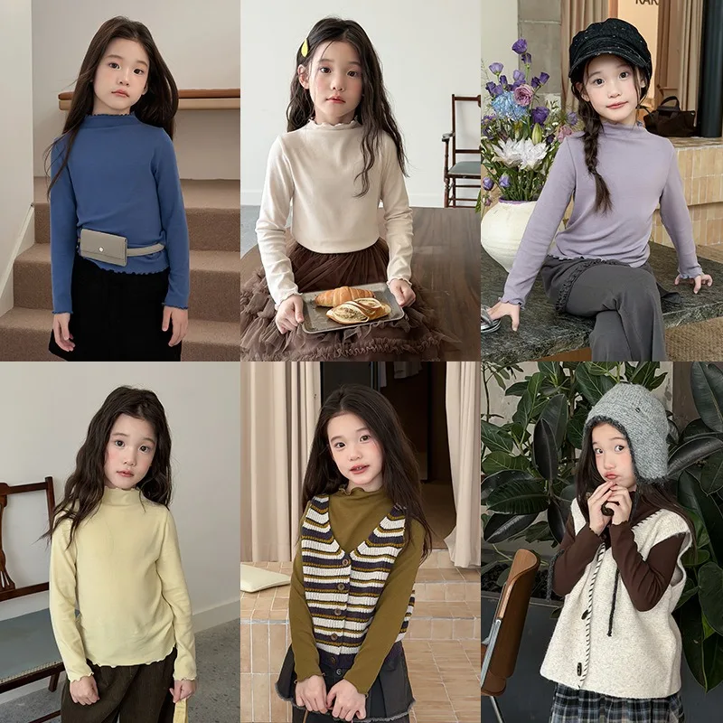 【KID】フリルネック袖口フリル長袖Tシャツ
