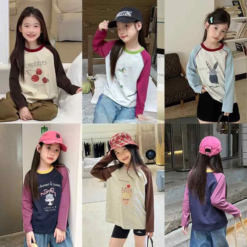 カートゥーン柄配色ラグラン長袖Tシャツ