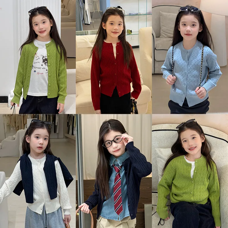 【KID】ケーブル編みボタンニットカーディガン