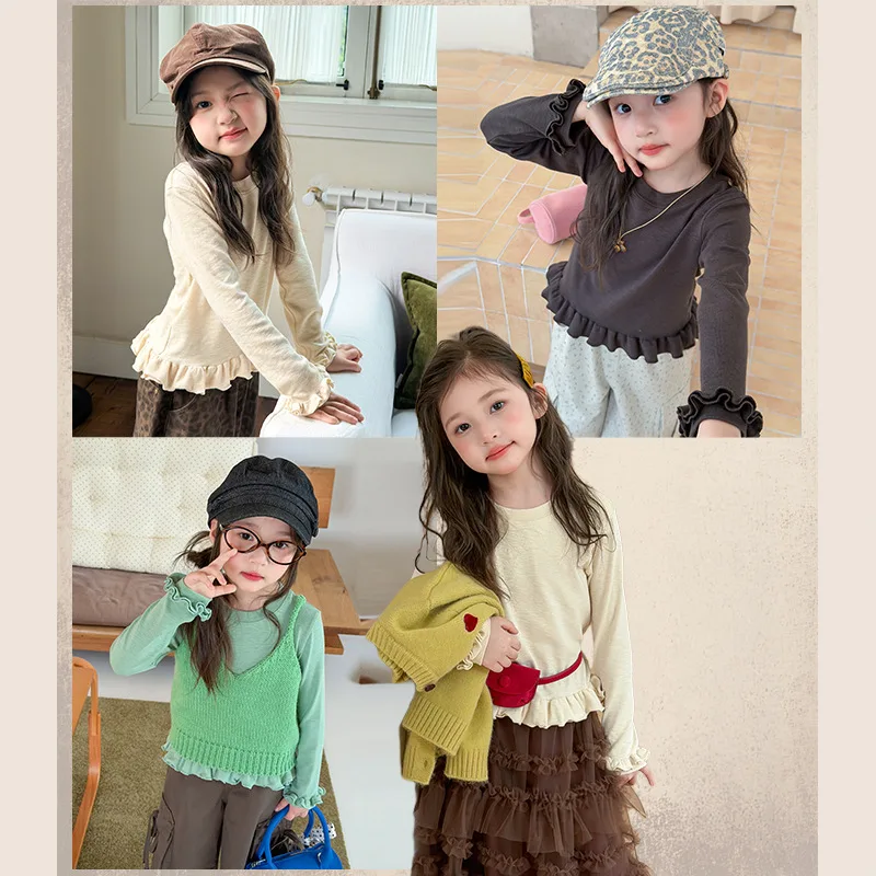 【KID】フレア裾フリル袖口長袖Tシャツ