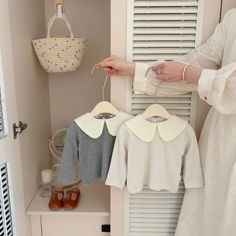 【BABY】配色スカラップカラー長袖Tシャツ