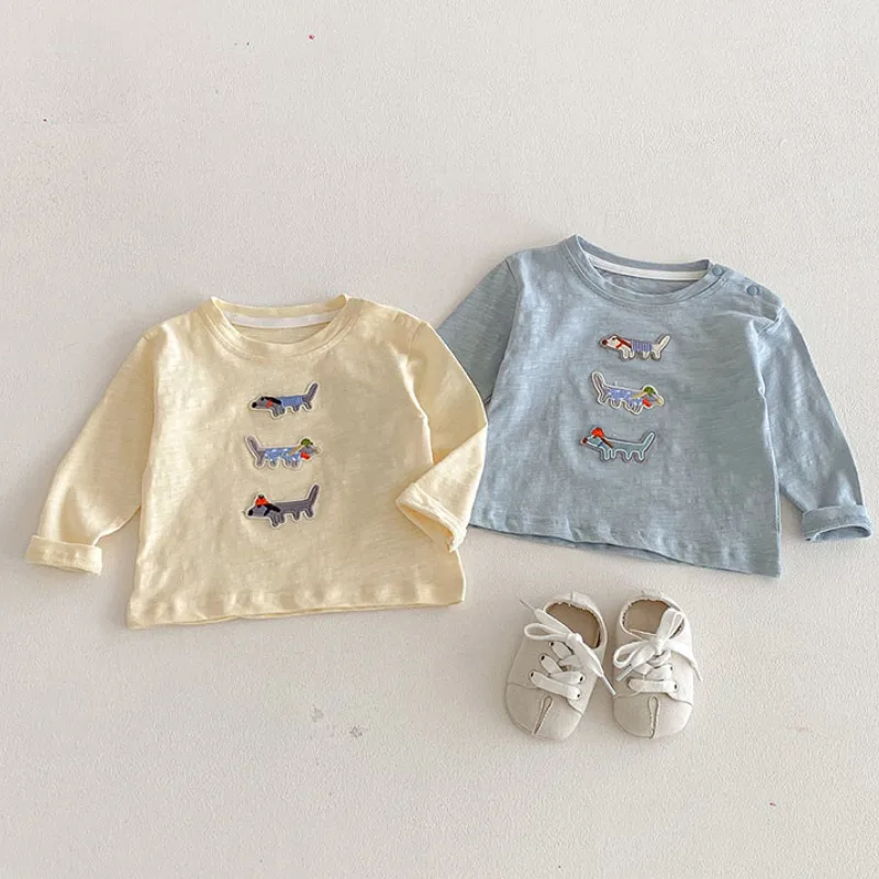【BABY】子犬ランモチーフ長袖Tシャツ