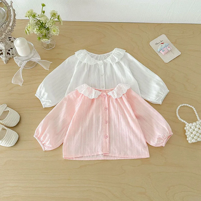 【BABY】フリル襟ギャザースリーブ長袖ブラウス