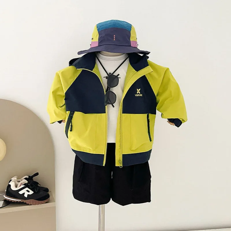 【KID】カラーブロックフードジャケット