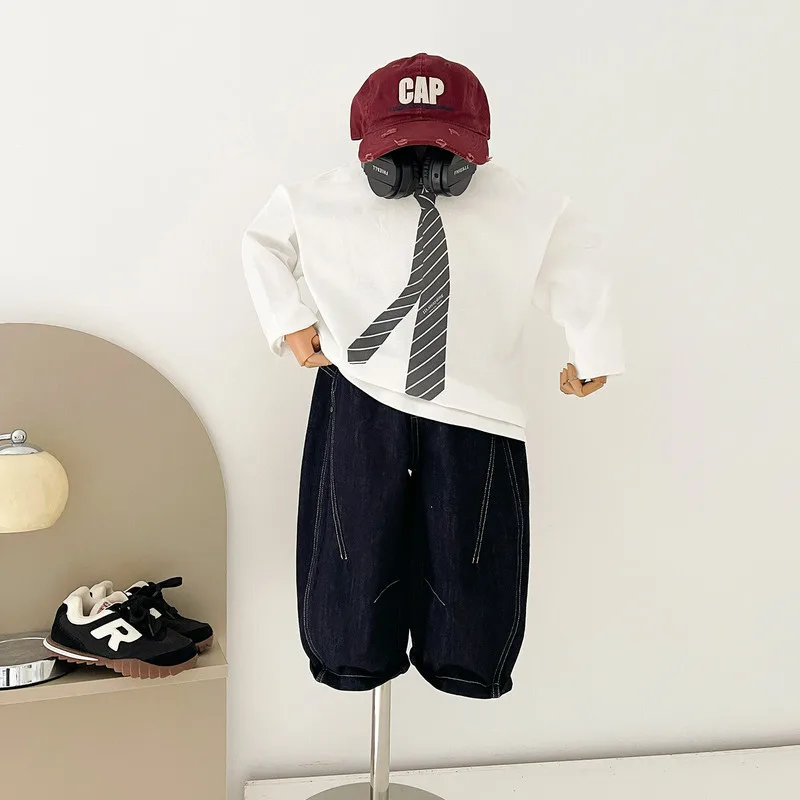 【KID】ステッチデザインデニムロングパンツ