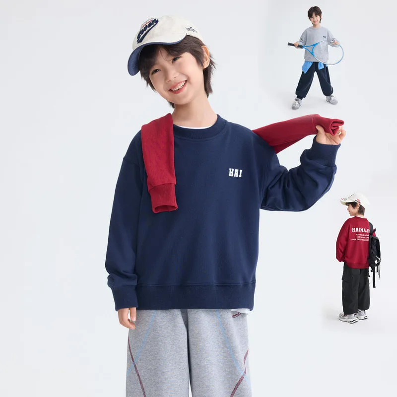 【KID】英字ロゴクルーネック長袖スウェット