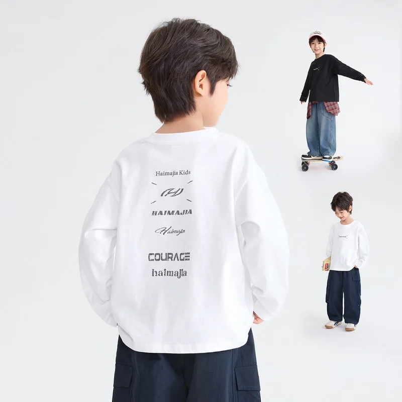 【KID】ミランノルディック英字プリント長袖Tシャツ