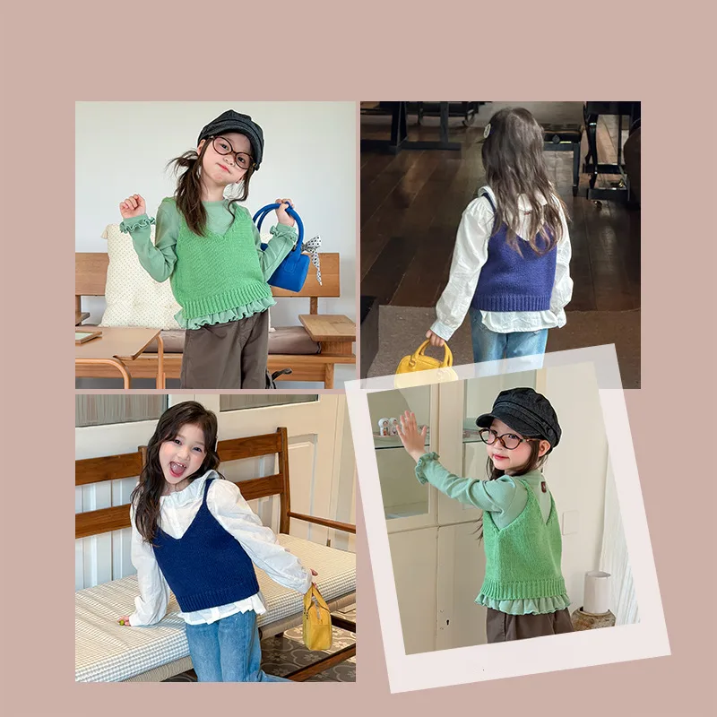 【KID】レイヤードVネックニットベスト