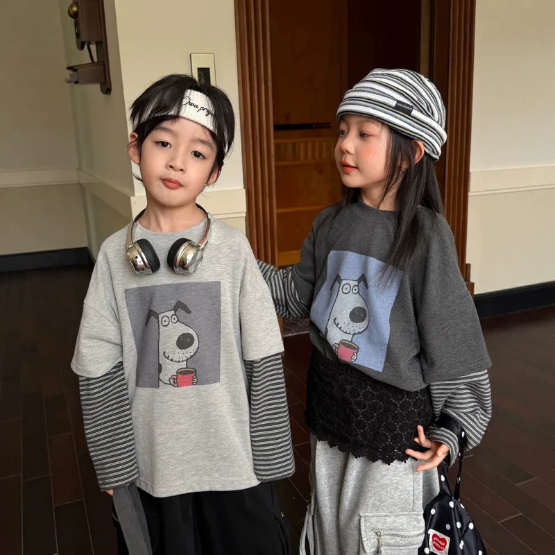 【KID】コーヒードッグストライプ袖Tシャツ
