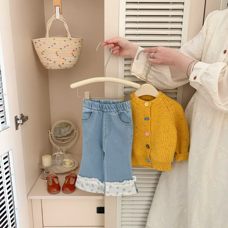 【BABY】フラワー裾切替フリルデニムパンツ