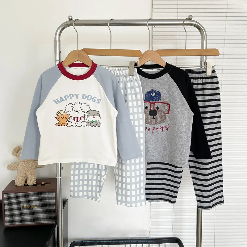 【セット】ドッグイラスト長袖ルームウェアセット
