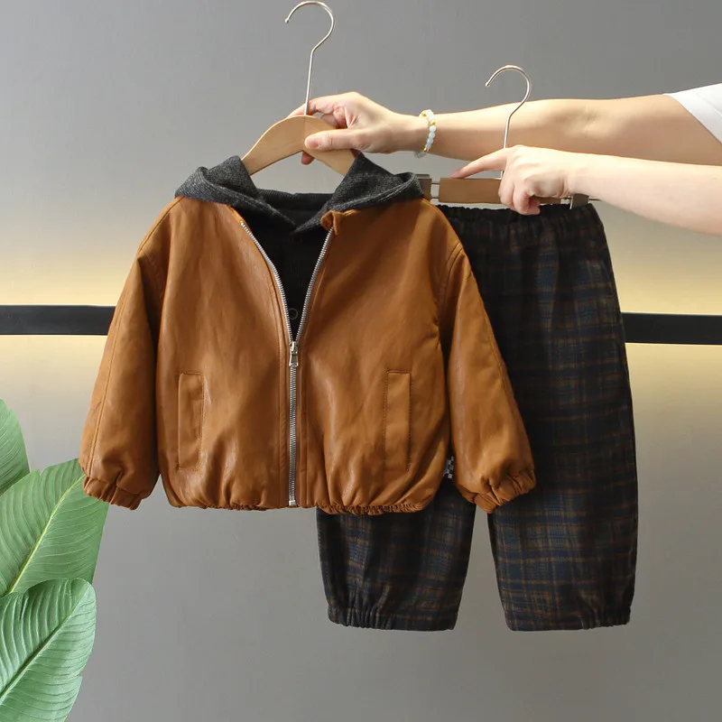 【セット】ブラウンジャケットチェックパンツセット