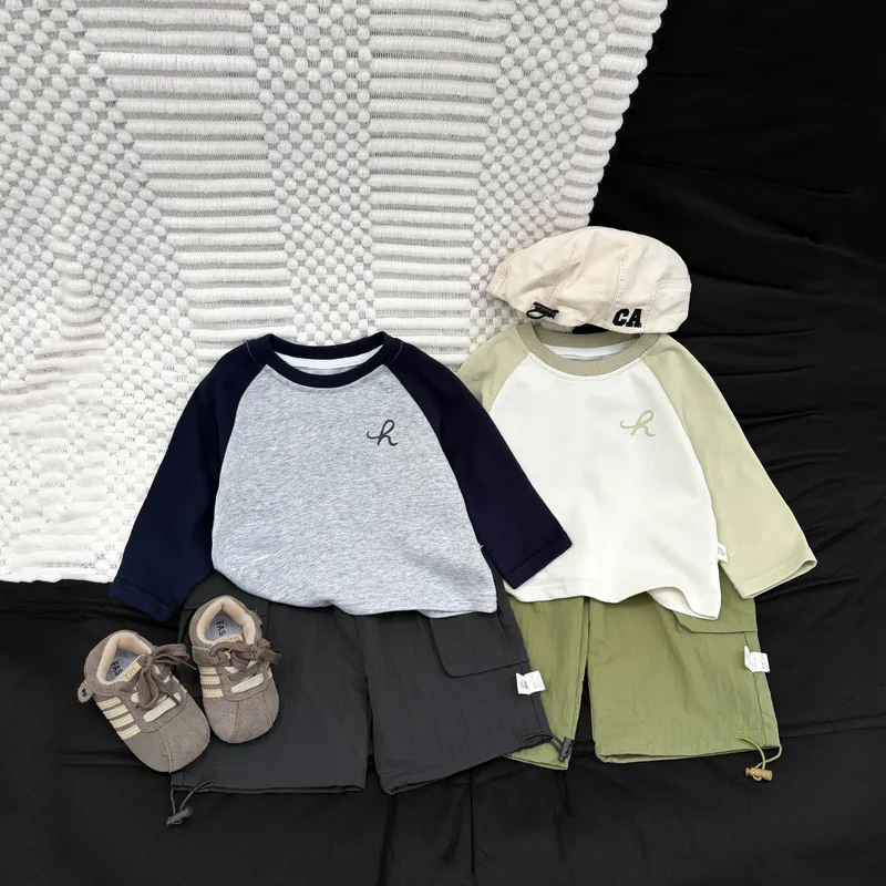 【BABY】配色切替ラグラン長袖ベビーTシャツ