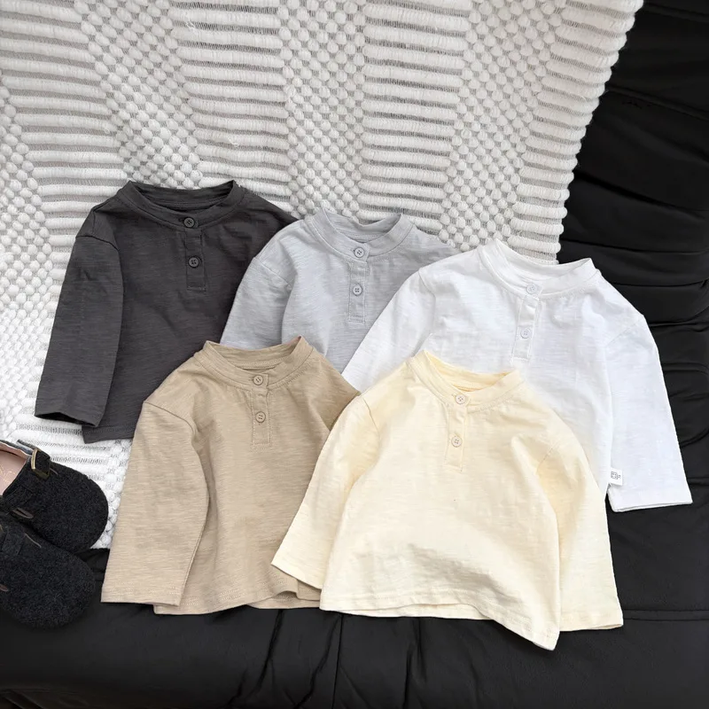 【BABY】ヘンリーネックボタン長袖Tシャツ