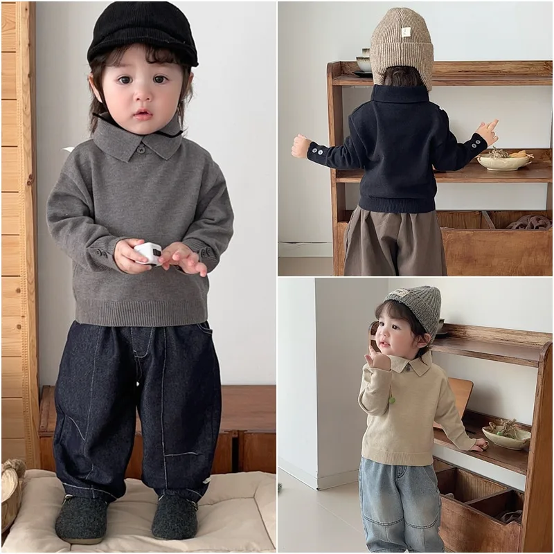 【BABY】襟付き長袖ニットプルオーバー