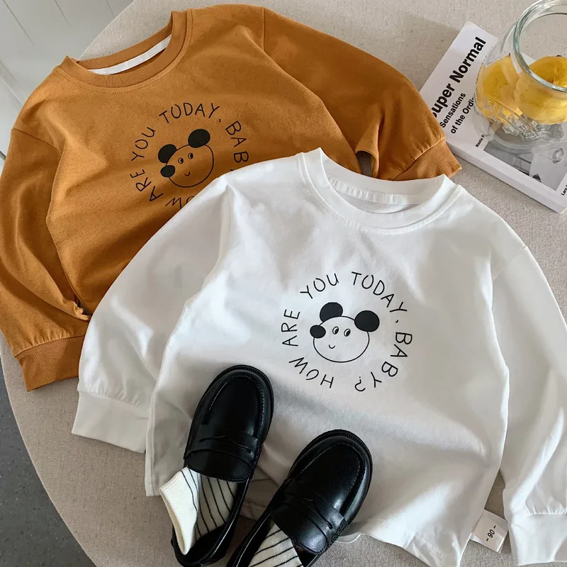 【KID】くま英字サークルプリント長袖Tシャツ