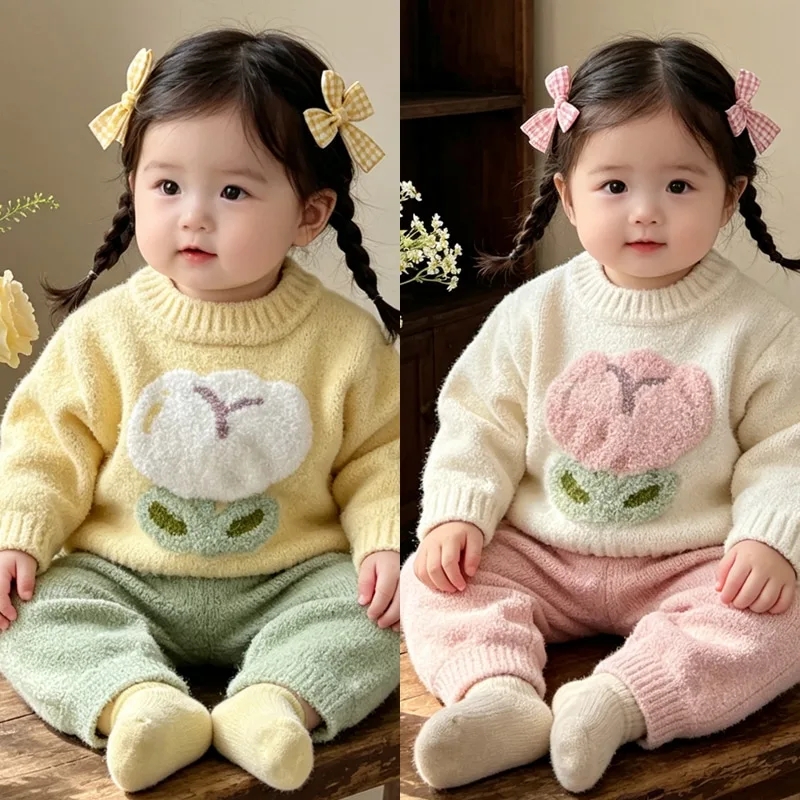 【セット】フラワーモチーフニット上下セット