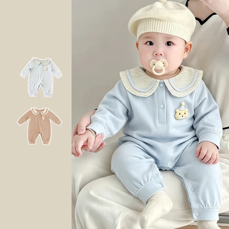 【BABY】スウィングくま襟付きベビーロンパース
