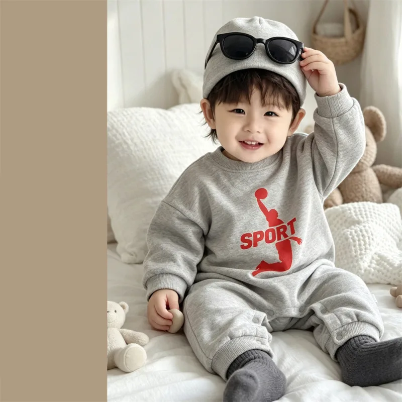 【BABY】スポーツ23英字ロゴ長袖ロンパース