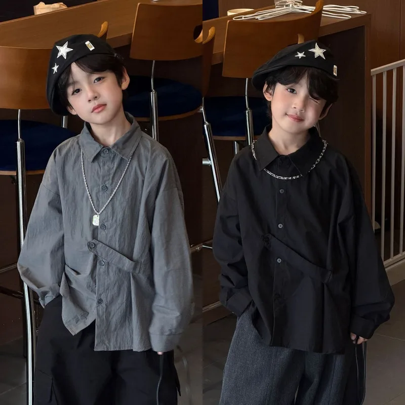 【KID】襟付きボタンフロント長袖シャツ
