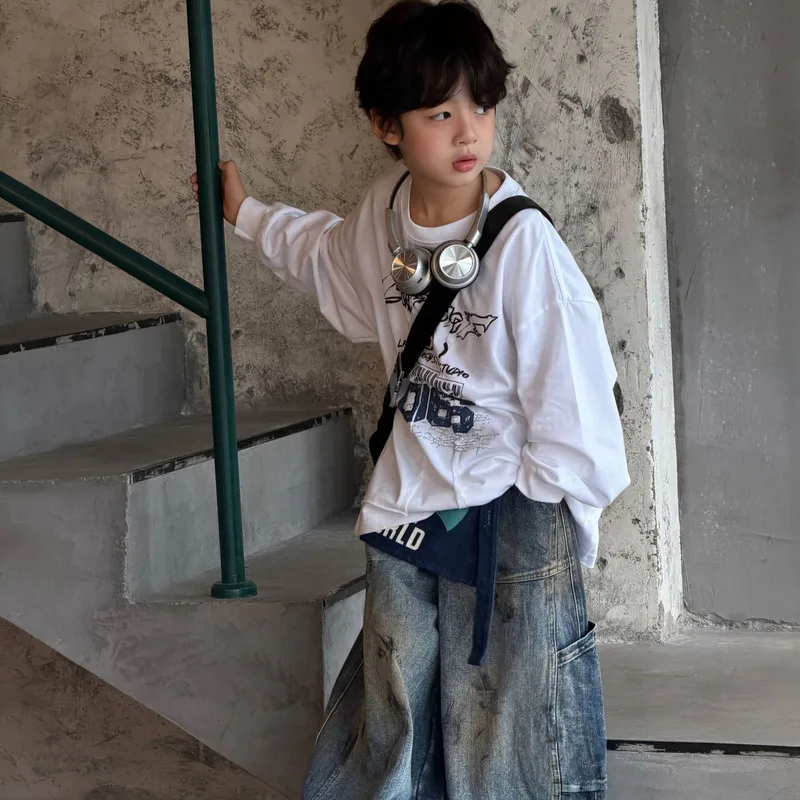 【KID】英字ロゴプリント長袖Tシャツ