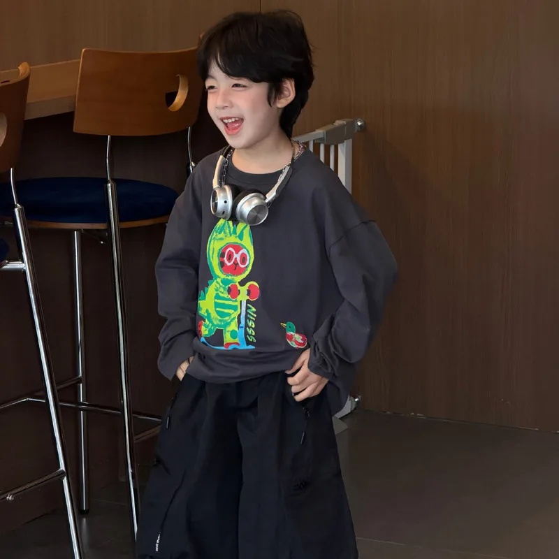 【KID】ネオンモンスタープリント長袖Tシャツ