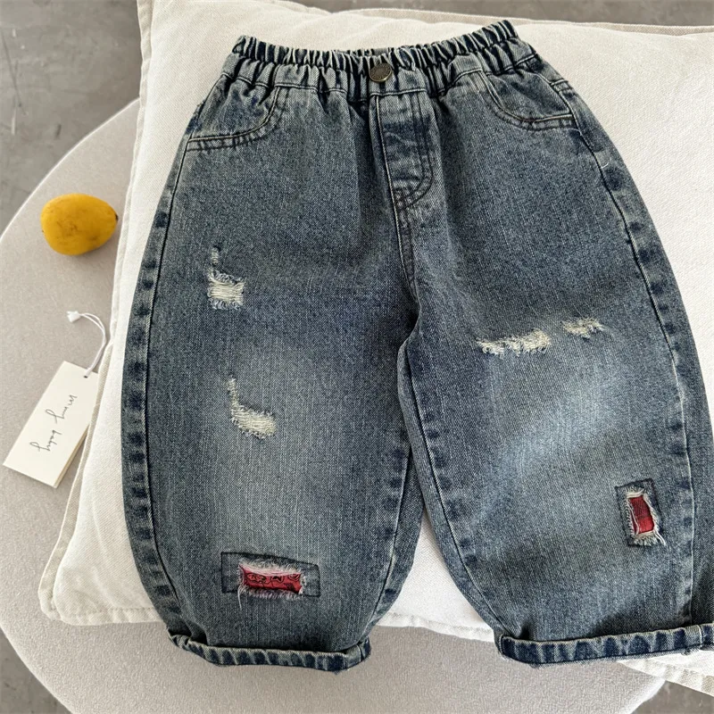 【KID】キッズダメージ加工デニムロングパンツ