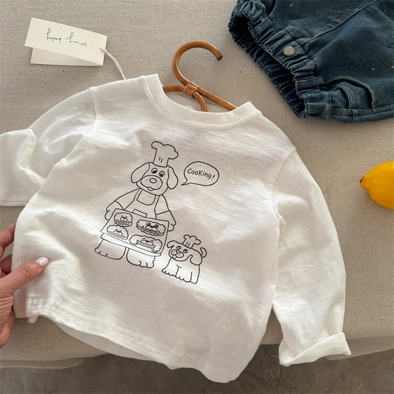 【KID】クッキングドッグイラスト長袖Tシャツ