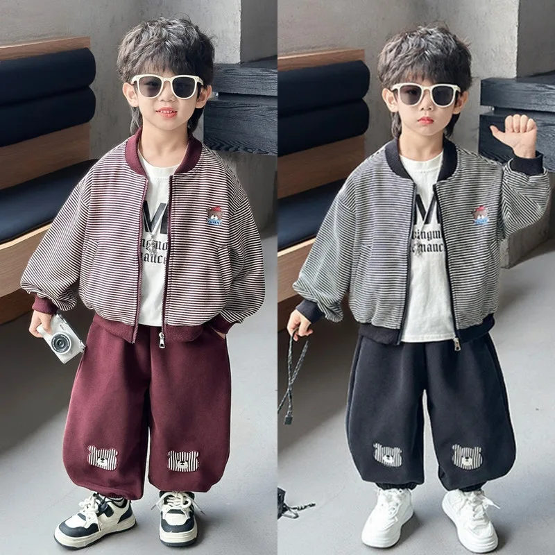 ディスコくまストライプジャケットパンツセット