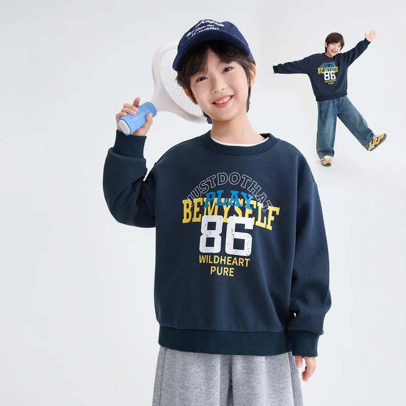 【KID】86英字プリントクルーネックトレーナー