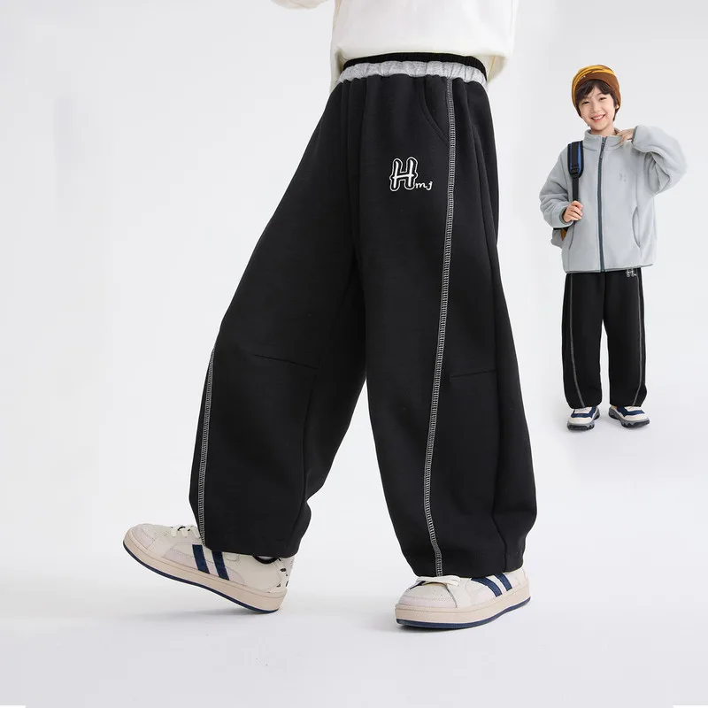 【KID】ブラックステッチワイドスウェットパンツ