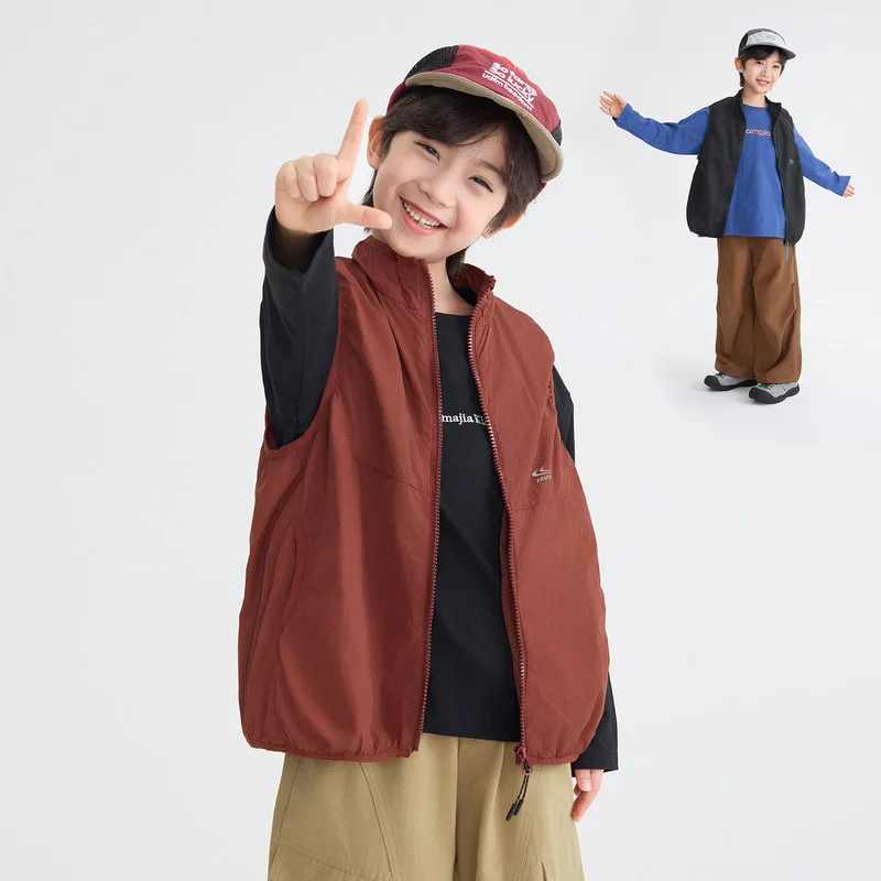 【KID】英字デザインジップアップベスト