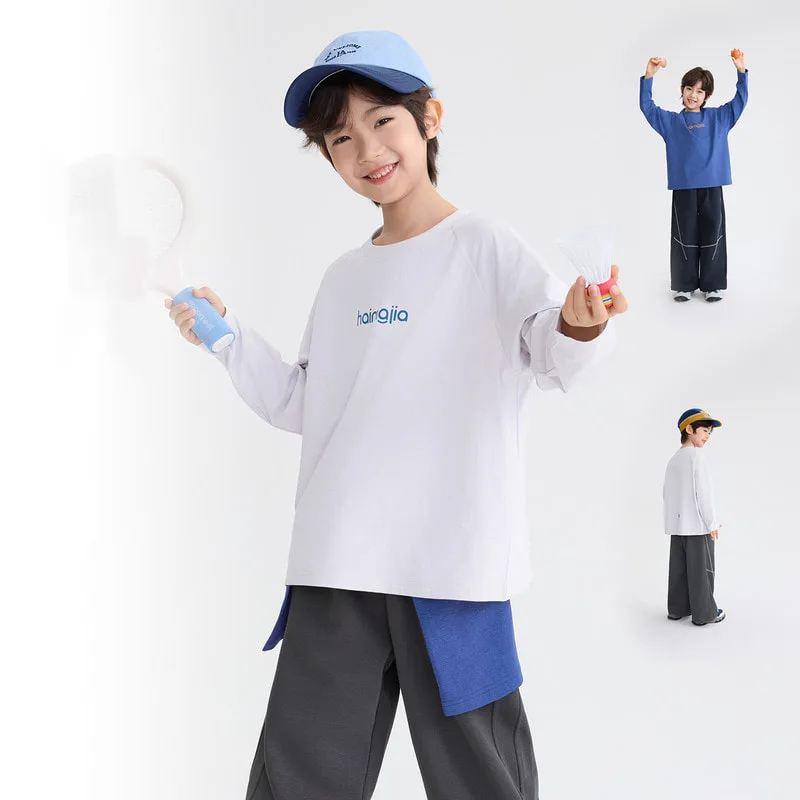 【KID】英字ロゴプリント長袖Tシャツ