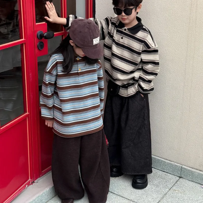 【KID】キッズブラックロングワイドデニムパンツ